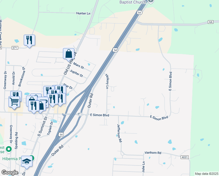 map of restaurants, bars, coffee shops, grocery stores, and more near 197 Hickory Lane in Holts Summit