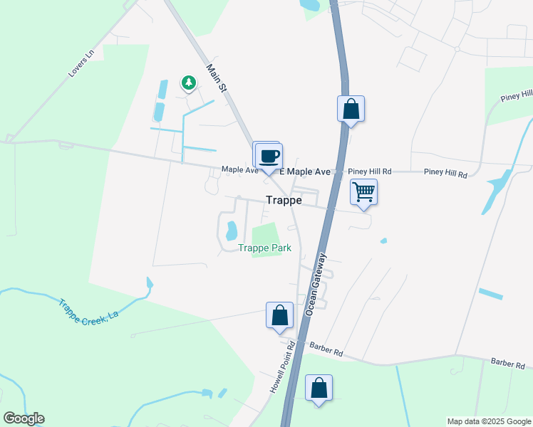 map of restaurants, bars, coffee shops, grocery stores, and more near 3961 School Street in Trappe