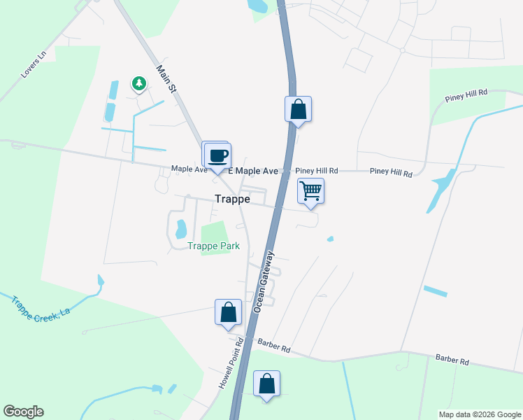 map of restaurants, bars, coffee shops, grocery stores, and more near 29443 Greenfield Avenue in Trappe