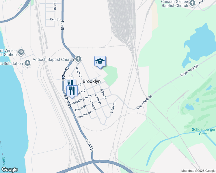 map of restaurants, bars, coffee shops, grocery stores, and more near 719 Washington Street in Brooklyn