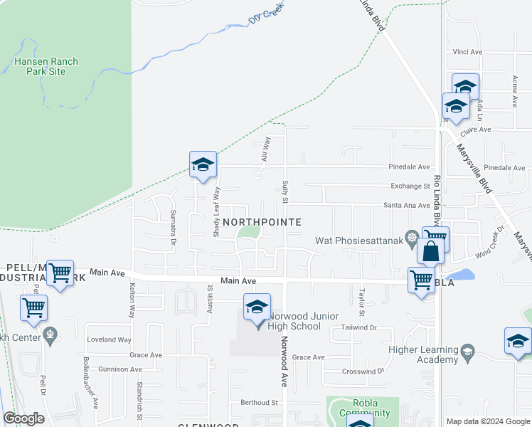 map of restaurants, bars, coffee shops, grocery stores, and more near 10 Amber Leaf Ct in Sacramento