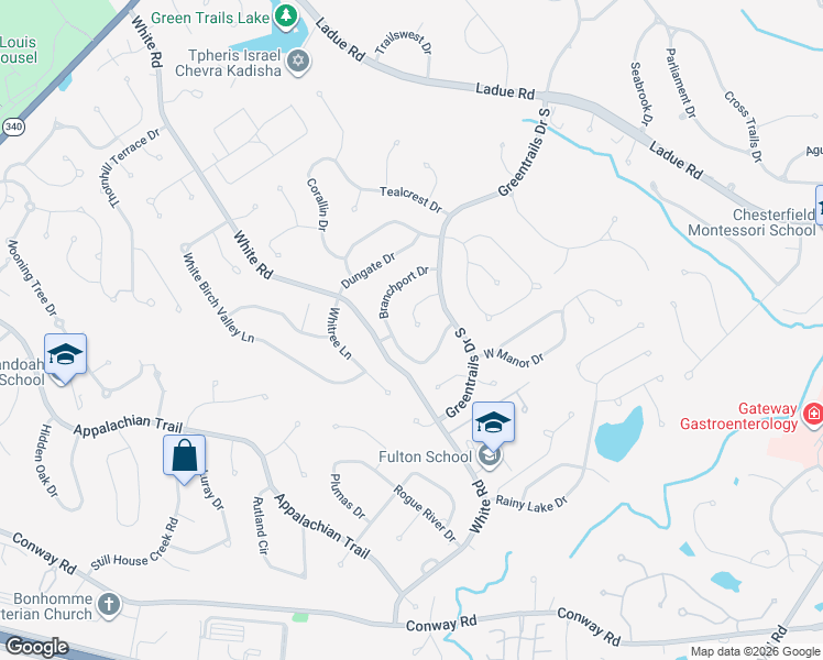 map of restaurants, bars, coffee shops, grocery stores, and more near 353 Hartwell Court in Chesterfield