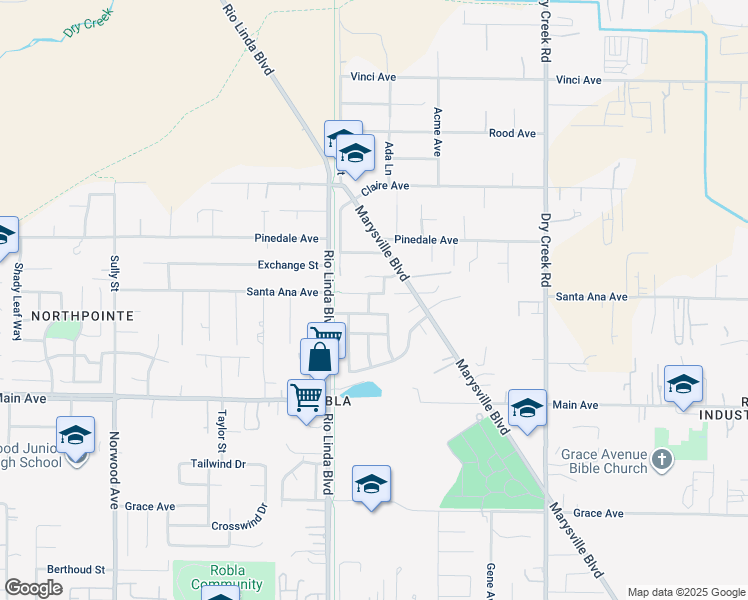 map of restaurants, bars, coffee shops, grocery stores, and more near 832 Marsh Creek Drive in Sacramento
