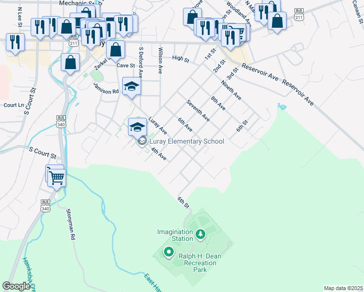 map of restaurants, bars, coffee shops, grocery stores, and more near 311 Luray Avenue in Luray