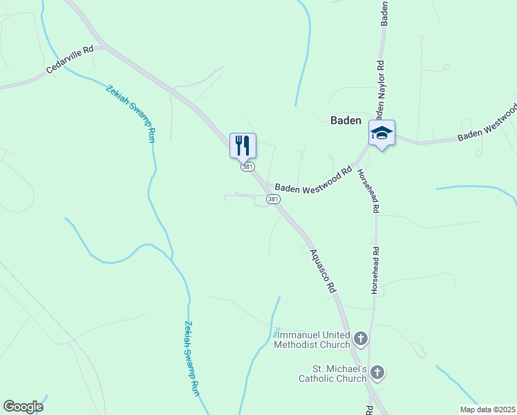 map of restaurants, bars, coffee shops, grocery stores, and more near 16811 Aquasco Road in Brandywine