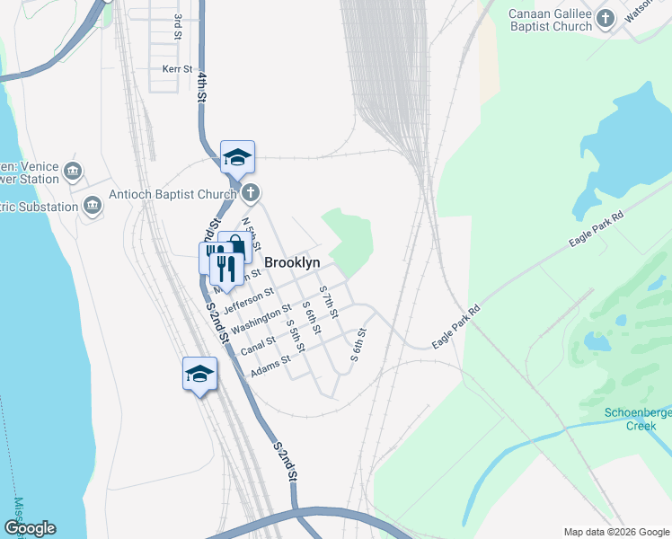 map of restaurants, bars, coffee shops, grocery stores, and more near 719 Washington Street in Brooklyn