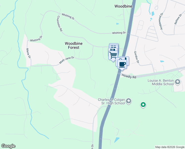 map of restaurants, bars, coffee shops, grocery stores, and more near 13511 Pleasant Colony Drive in Manassas