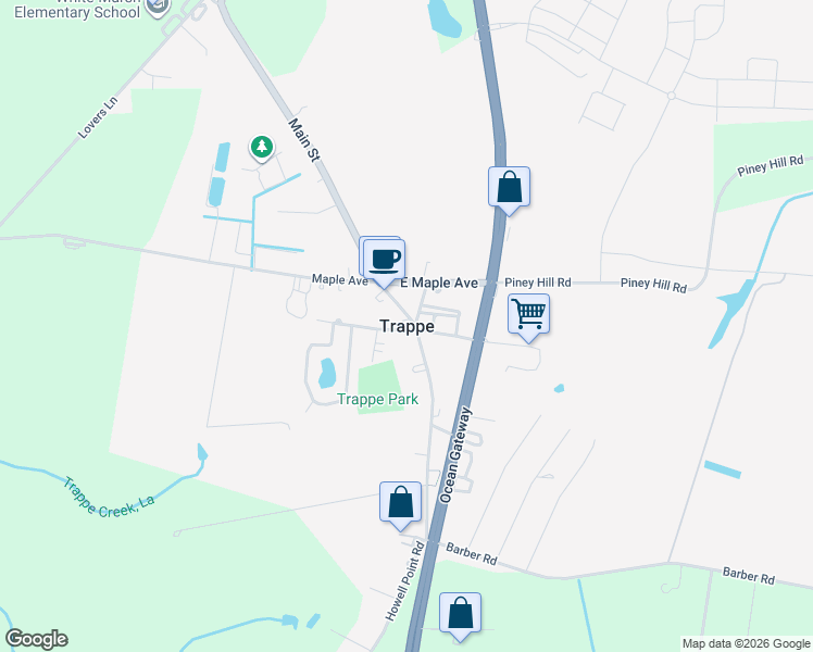map of restaurants, bars, coffee shops, grocery stores, and more near in Trappe