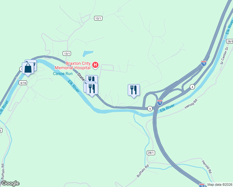 map of restaurants, bars, coffee shops, grocery stores, and more near 3157 State Street in Gassaway
