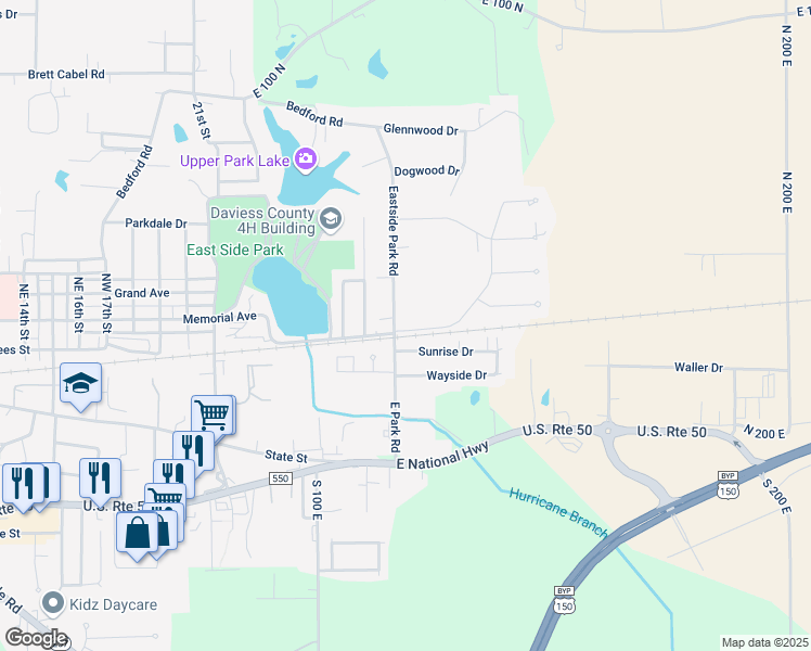 map of restaurants, bars, coffee shops, grocery stores, and more near 200 Eastside Park Road in Washington
