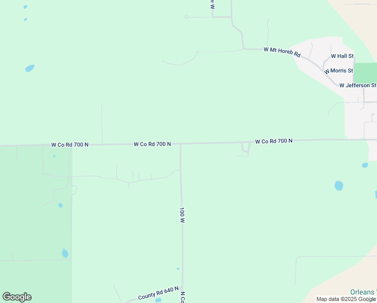 map of restaurants, bars, coffee shops, grocery stores, and more near 6723-6999 North Co Road 100 West in Orleans