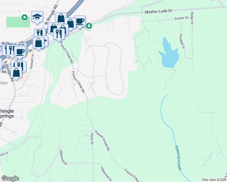 map of restaurants, bars, coffee shops, grocery stores, and more near 4292 Vega Loop in Shingle Springs