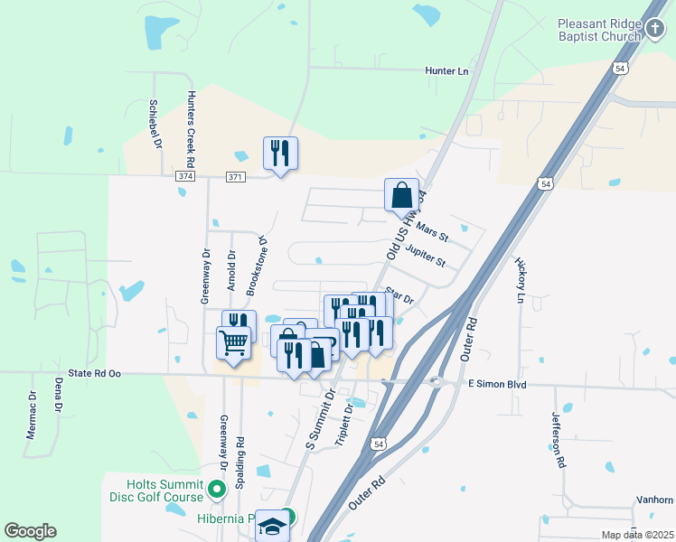 map of restaurants, bars, coffee shops, grocery stores, and more near 140 Rylee Cir in Holts Summit