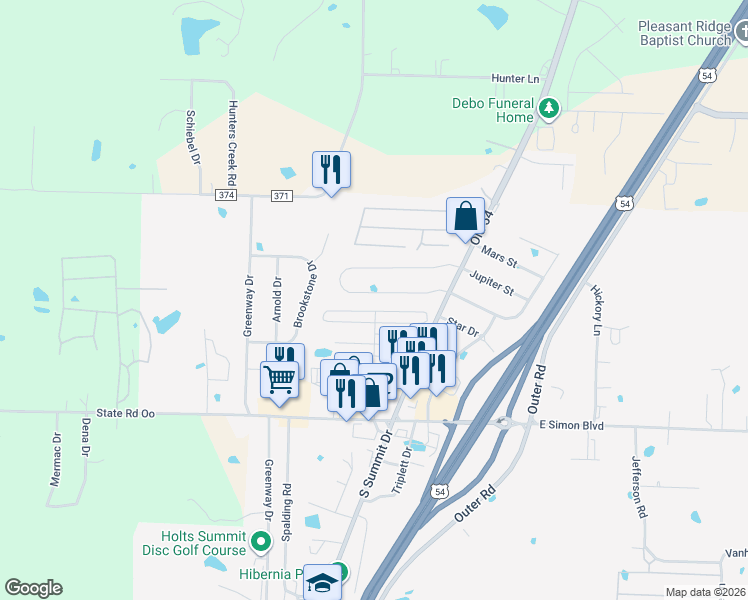 map of restaurants, bars, coffee shops, grocery stores, and more near 180 Rylee Cir in Holts Summit
