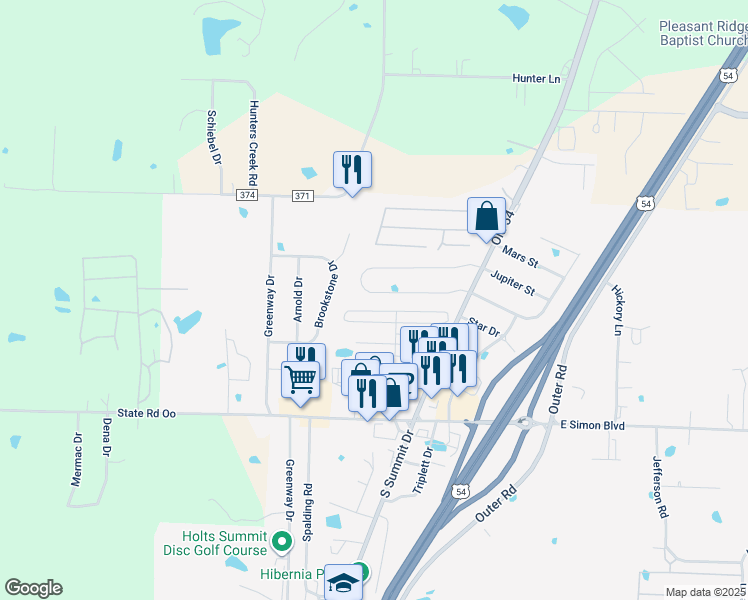 map of restaurants, bars, coffee shops, grocery stores, and more near 215 Rylee Cir in Holts Summit