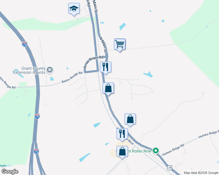 map of restaurants, bars, coffee shops, grocery stores, and more near 1300 North Main Street in Williamstown