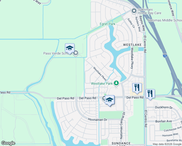 map of restaurants, bars, coffee shops, grocery stores, and more near 4084 Clarewood Way in Sacramento