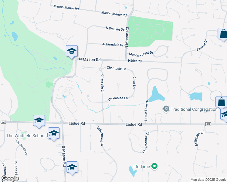 map of restaurants, bars, coffee shops, grocery stores, and more near 219 Cuiseaux Court in Creve Coeur