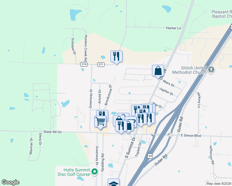 map of restaurants, bars, coffee shops, grocery stores, and more near 215 Rylee Cir in Holts Summit