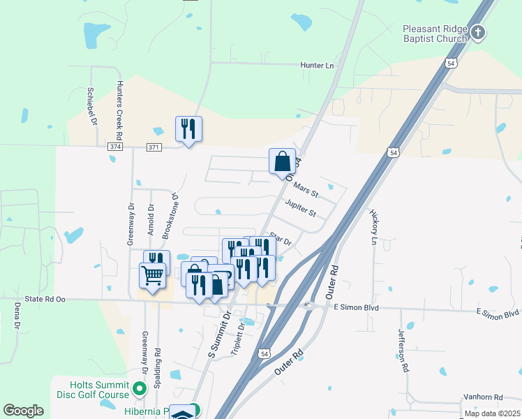 map of restaurants, bars, coffee shops, grocery stores, and more near 222-252 North Summit Drive in Holts Summit