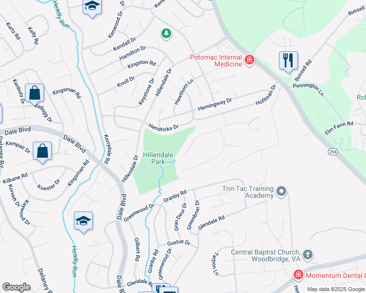 map of restaurants, bars, coffee shops, grocery stores, and more near 4078 Westwind Drive in Woodbridge