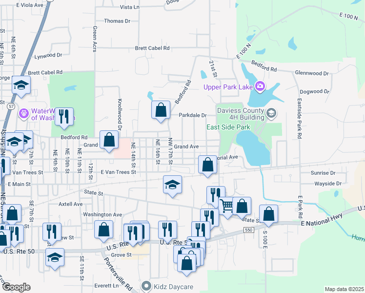 map of restaurants, bars, coffee shops, grocery stores, and more near 1799 Grand Ave in Washington
