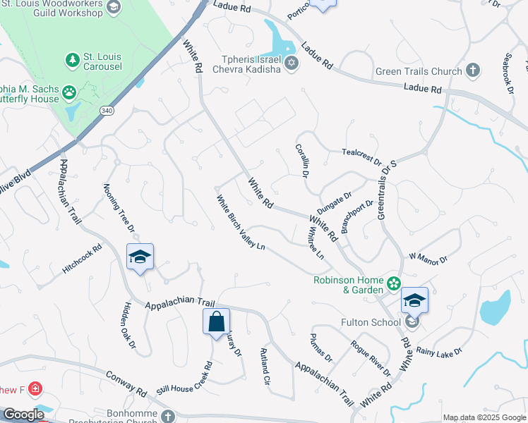map of restaurants, bars, coffee shops, grocery stores, and more near 883 White Rd in Chesterfield