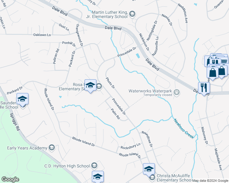 map of restaurants, bars, coffee shops, grocery stores, and more near 13490 Photo Drive in Woodbridge