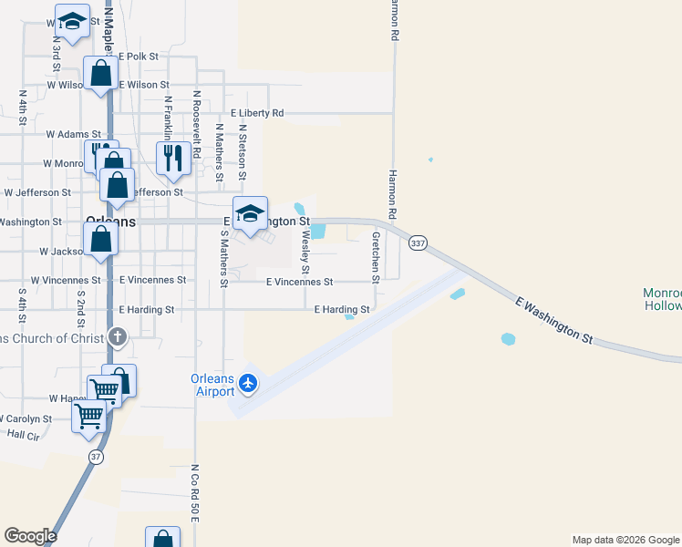 map of restaurants, bars, coffee shops, grocery stores, and more near 658 East Vincennes Street in Orleans