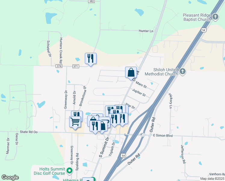 map of restaurants, bars, coffee shops, grocery stores, and more near 140 Rylee Cir in Holts Summit