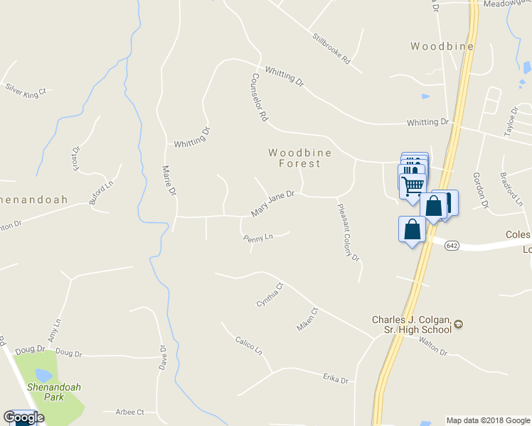 map of restaurants, bars, coffee shops, grocery stores, and more near 8299 Mary Jane Drive in Manassas