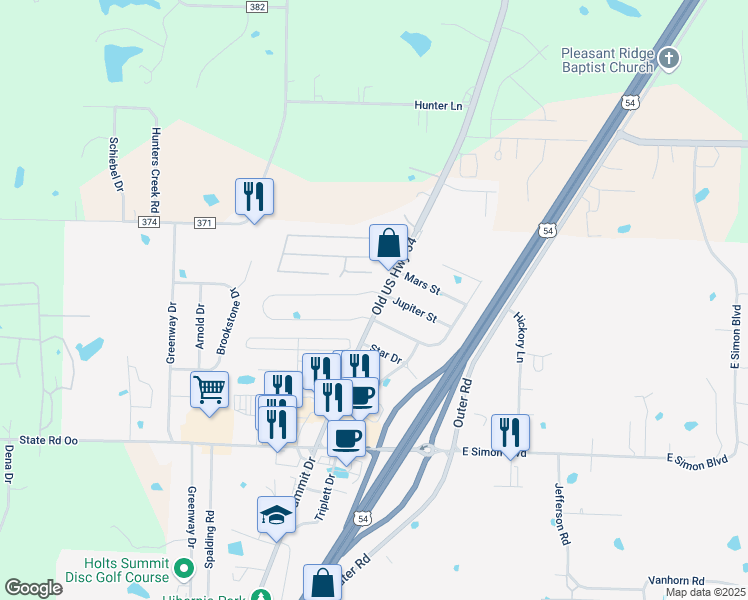 map of restaurants, bars, coffee shops, grocery stores, and more near 222-252 North Summit Drive in Holts Summit