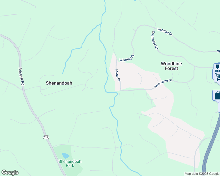 map of restaurants, bars, coffee shops, grocery stores, and more near 13398 Marie Drive in Manassas
