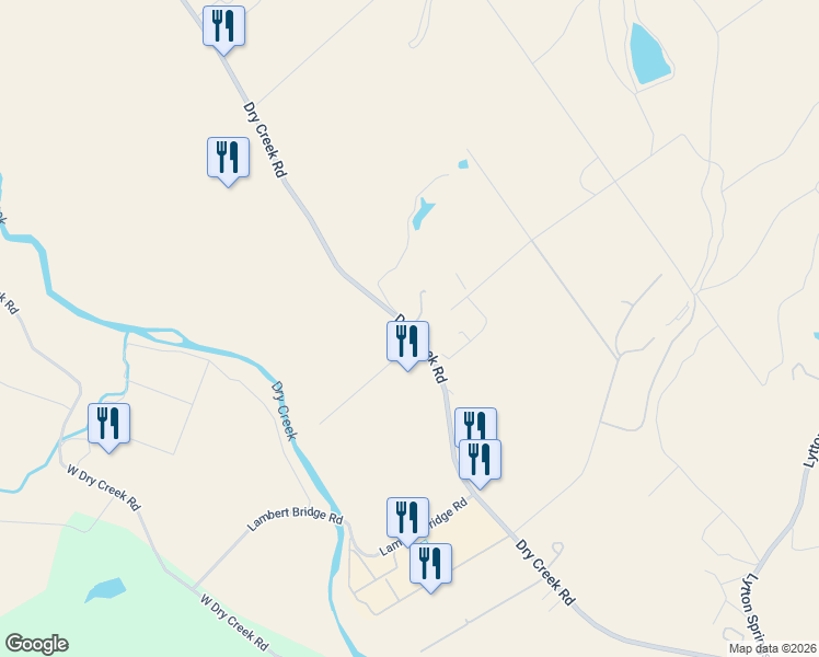 map of restaurants, bars, coffee shops, grocery stores, and more near 4216 Dry Creek Road in Healdsburg