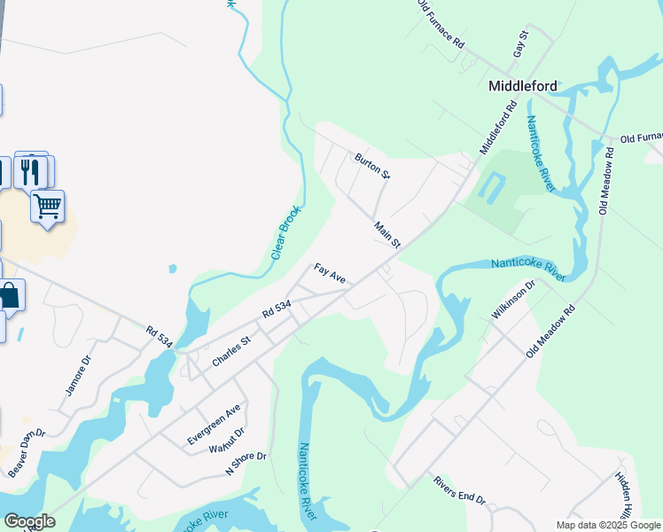map of restaurants, bars, coffee shops, grocery stores, and more near 10050 Fay Avenue in Seaford