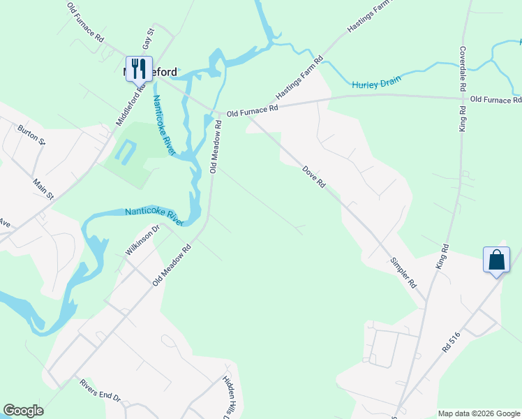 map of restaurants, bars, coffee shops, grocery stores, and more near 10958 Pit Road in Seaford