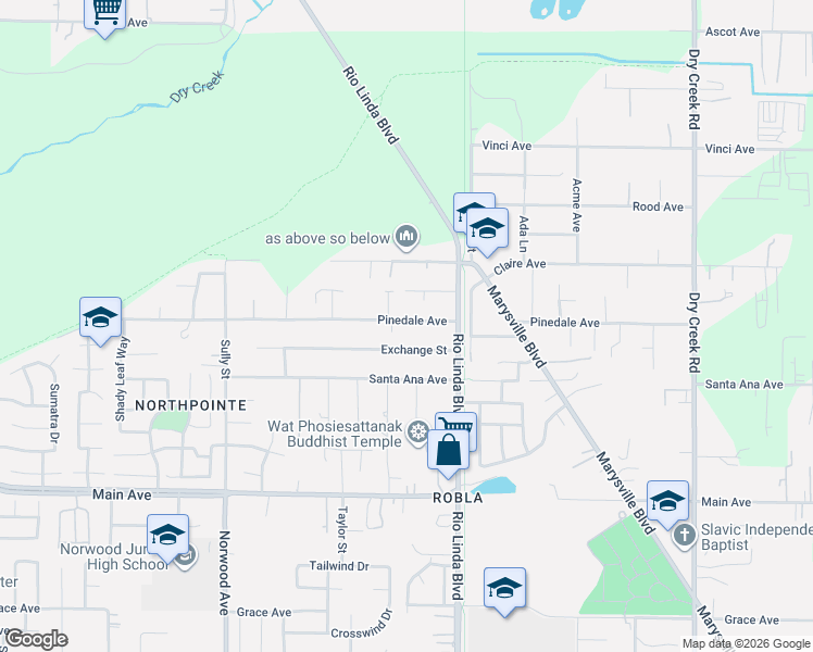 map of restaurants, bars, coffee shops, grocery stores, and more near 641 Exchange Street in Sacramento