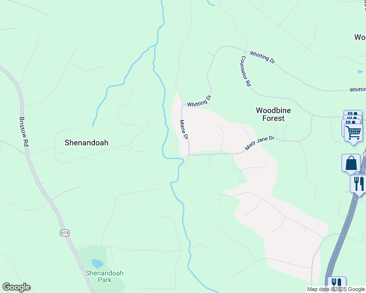 map of restaurants, bars, coffee shops, grocery stores, and more near 13398 Marie Drive in Manassas