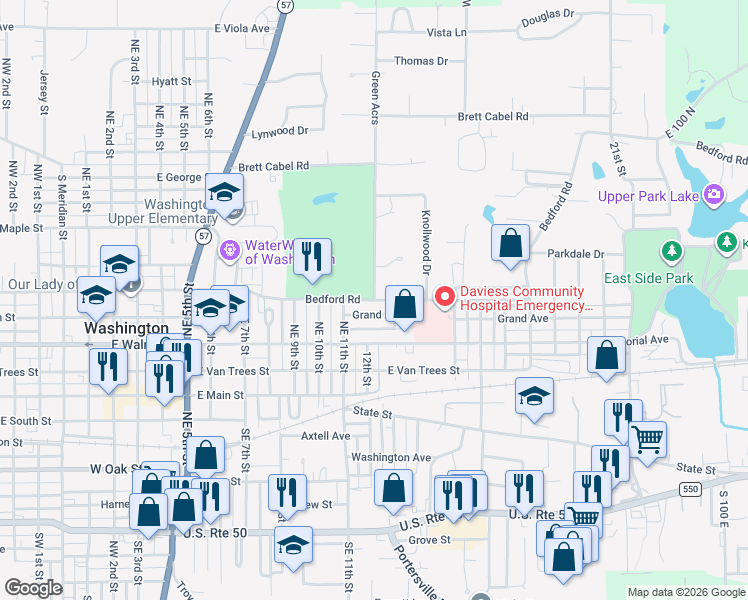 map of restaurants, bars, coffee shops, grocery stores, and more near 300 Northeast 12th Street in Washington