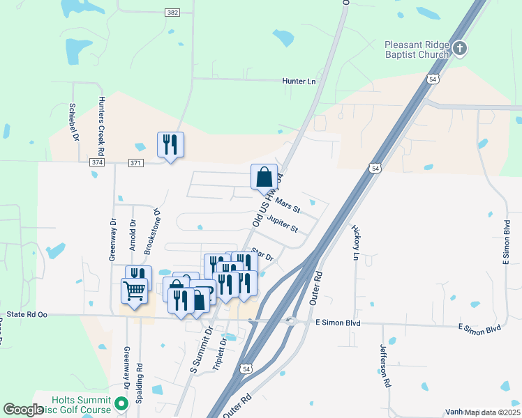 map of restaurants, bars, coffee shops, grocery stores, and more near 252 North Summit Drive in Holts Summit