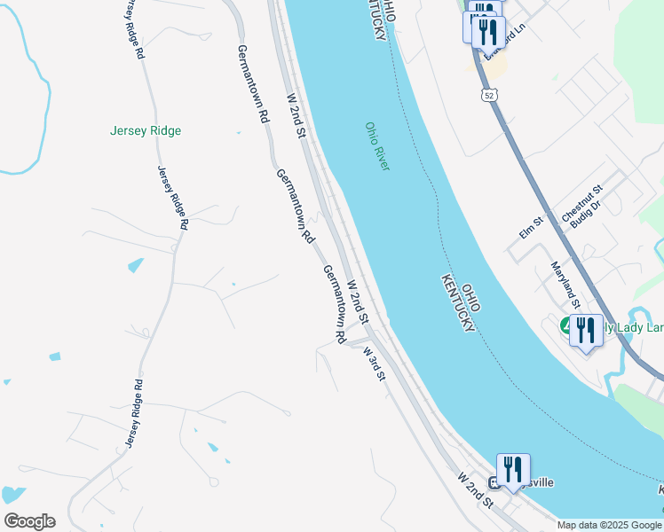 map of restaurants, bars, coffee shops, grocery stores, and more near 703 Germantown Road in Maysville