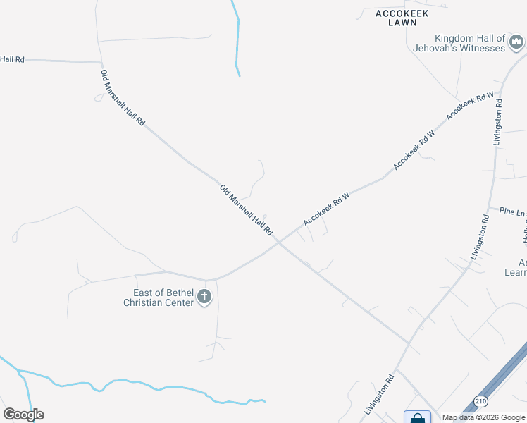 map of restaurants, bars, coffee shops, grocery stores, and more near 16660 Old Marshall Hall Road in Accokeek