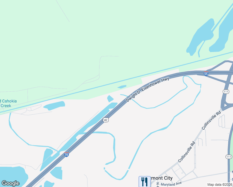 map of restaurants, bars, coffee shops, grocery stores, and more near 597 Madison Road in East St. Louis