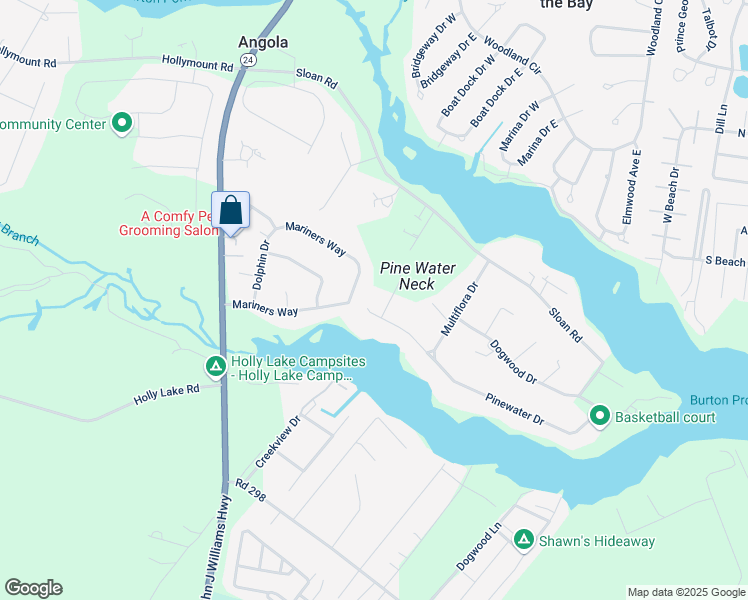 map of restaurants, bars, coffee shops, grocery stores, and more near 32394 Mariners Way in Millsboro