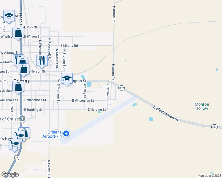 map of restaurants, bars, coffee shops, grocery stores, and more near 420 Gretchen Street in Orleans