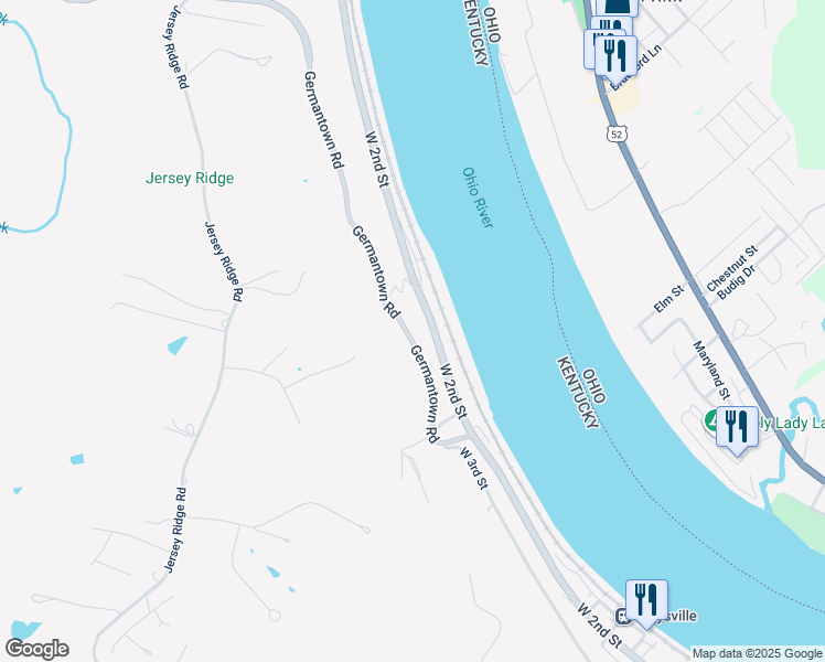 map of restaurants, bars, coffee shops, grocery stores, and more near 703 Germantown Road in Maysville