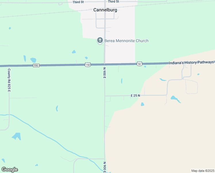 map of restaurants, bars, coffee shops, grocery stores, and more near 314 North 900 East in Cannelburg
