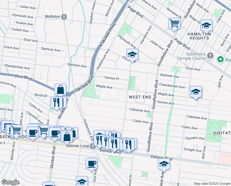 map of restaurants, bars, coffee shops, grocery stores, and more near 953 Beach Avenue in St. Louis