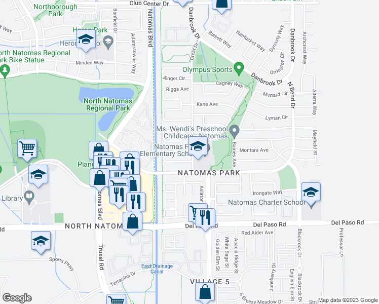 map of restaurants, bars, coffee shops, grocery stores, and more near 4829 Crest Drive in Sacramento