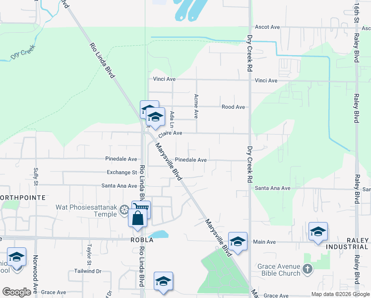 map of restaurants, bars, coffee shops, grocery stores, and more near 5121 Nali Court in Sacramento